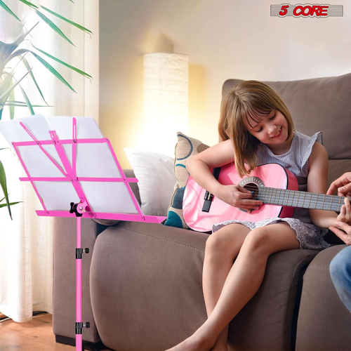 Music Stand For Sheet Music Portable Tripod Adjustable Folding Note Holder With Light  - 810144132679