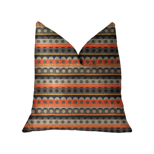 Plutus Story Circle Red, Blue and Gray Luxury Throw Pillow