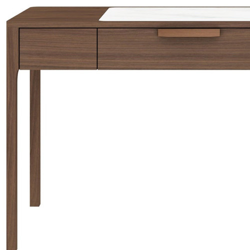 47" White and Brown Marble and Wood Computer Desk - 880016778182