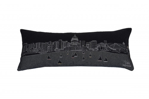 Homeroots Home Decor Madison Nighttime Skyline Lumbar Decorative Pillow, Black, 35 Inches