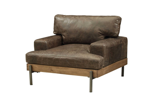 Distressed Chocolate Brown High Grade Leather Chair - 614486162772