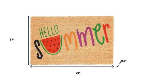 17" X 29" Brown Green And Red Hello Summer Outdoor Coir Door Mat - 880024719382
