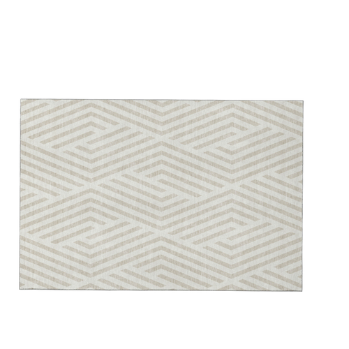 9' X 12' Ivory And Beige Geometric Washable Area Rug With UV Protection - 880024543062