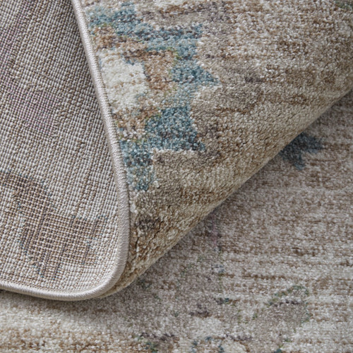 9' X 12' Tan Brown And Blue Abstract Distressed Area Rug - 880016817324