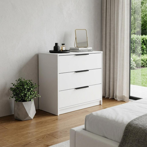 28" White Wood Three Drawer Dresser - 880024745923