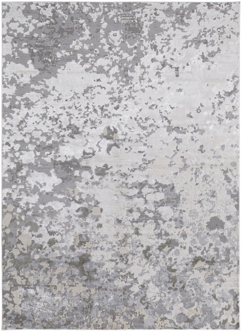 10' X 13' Silver Gray And White Abstract Stain Resistant Area Rug - 606114109020