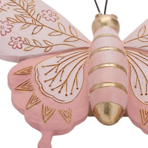 Set of Four Pink And Green Polyresin Butterfly And Dragonfly Figurines - 880024665016