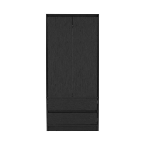 71" Black Wood Two Door Two Drawer Combo Dresser - 880016528244