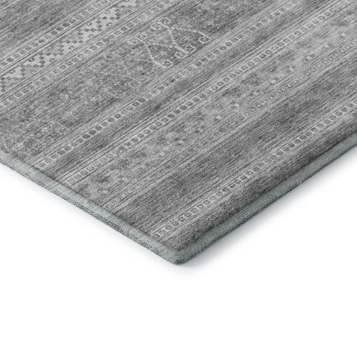 8' X 10' Silver And Gray Southwestern Washable Area Rug With UV Protection - 880024513645