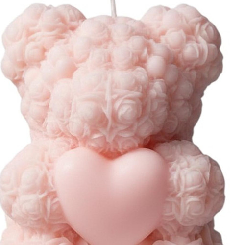 4" Pink Endless Love Scented Dimensional Teddy Bear Candle - 880024534237