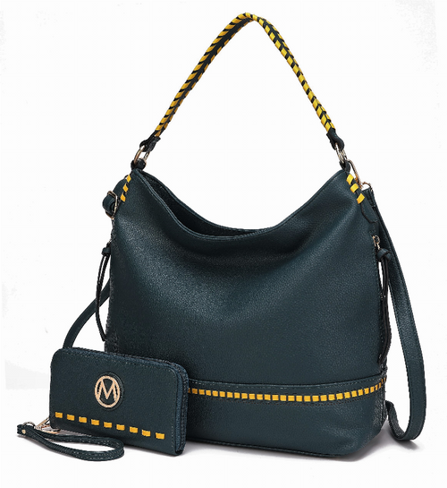 Blake two-tone whip stitches Vegan Leather Women's Shoulder bag  with Wallet - 726667356600