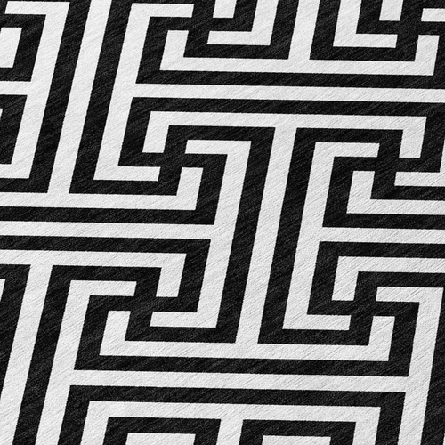 8' Black And Ivory Round Geometric Washable Indoor Outdoor Area Rug - 608219133023