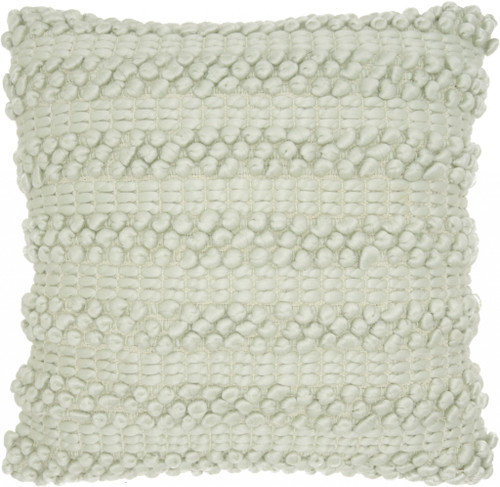 Homeroots Home Decor XL Mint Green Pom-Pom Detailed Throw Pillow, Mint Green, 20 x 20 Inch