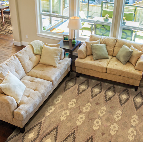 10' X 13' Beige And Ivory Wool Abstract Hand Tufted Area Rug - 608219306694