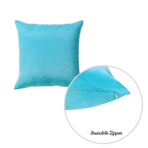 Set of Two 18" Aqua Fabric Throw Pillow Covers