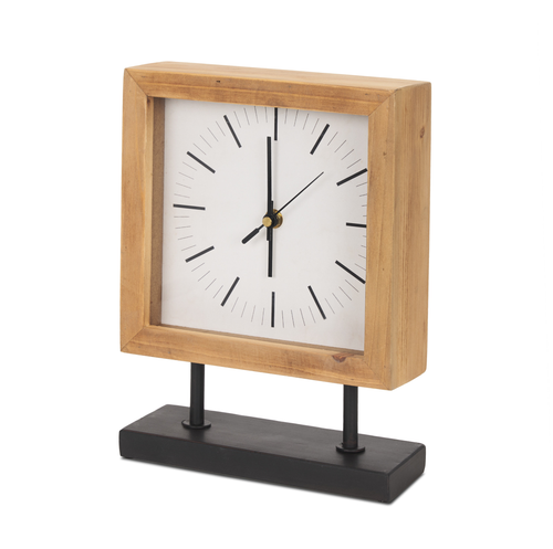 Wood Metal Square Table Clock - 880024718170