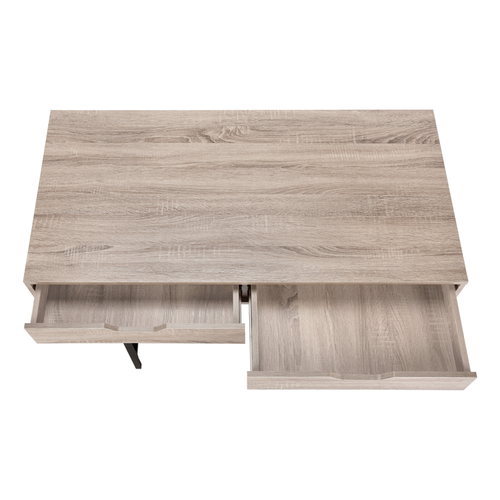 47" Taupe and Black Wood and Metal H-Shape Computer Desk With Two Drawers - 608219190293