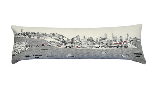 Homeroots Home Decor Philadelphia Daylight Skyline Lumbar Decorative Pillow, White, 45 Inches