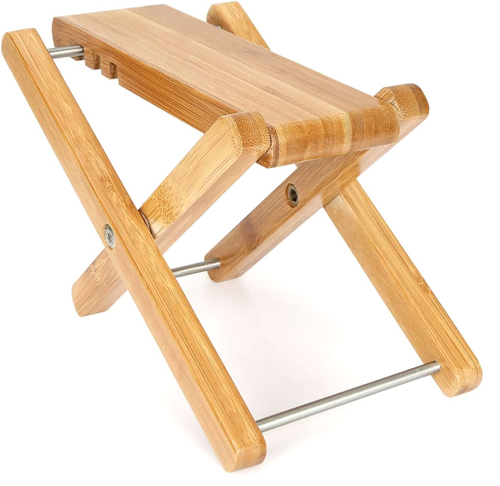Wooden Guitar Foot Stool 3 Level Adjustable Leg Rest Classical Footrest - 810099496390