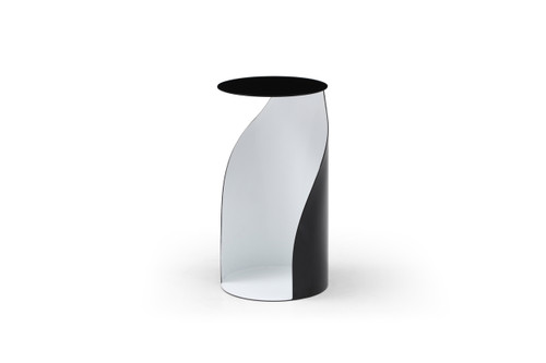 21" Black and White Steel Round Pedestal End Table - 880016527889