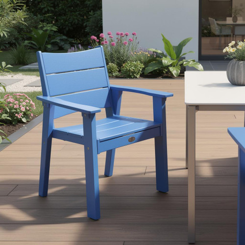 26" Blue Heavy Duty Plastic Outdoor Dining Chair - 880024813844