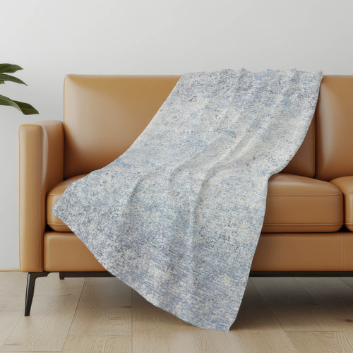 50" X 70" Blue And Beige Abstract Microfiber Plush Throw Blanket - 880024639451