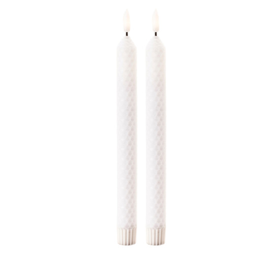 Set of Two White Unscented Candle Flameless Taper Candles - 880024981178