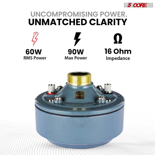 Compression Driver 600W Peak Aluminium Tweeter Diaphragm 16 Ohm Throat Twist Horn Speaker - 810047166870