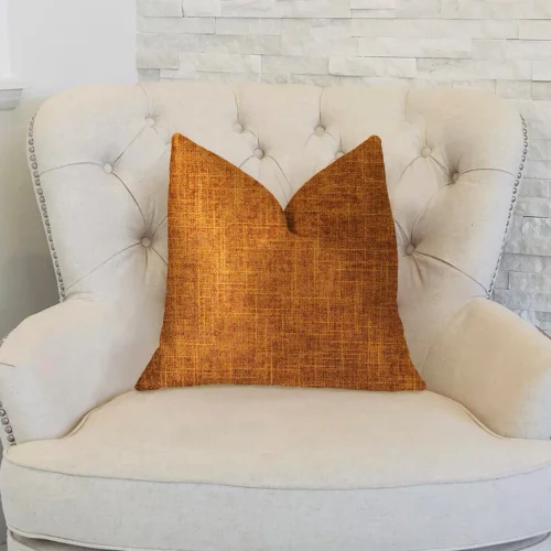 Plutus Marmalade Brown and Gold Luxury Throw Pillow - 663701003505