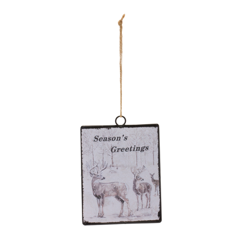 Glass Seasons Greetings Deer Ornament  - 746427865906