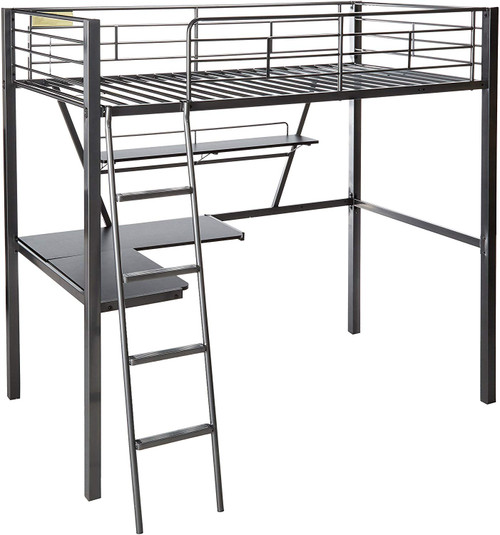 79" X 42" X 72" Silver And Black Metal Tube Loft Bed With Desk - 689211814103