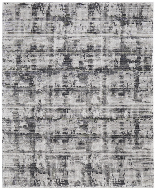 9' X 13' Gray and Ivory Abstract Power Loom Area Rug - 608219196486