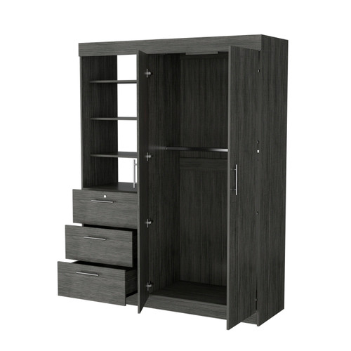 59" Gray Three Drawer Combo Dresser - 608219220549