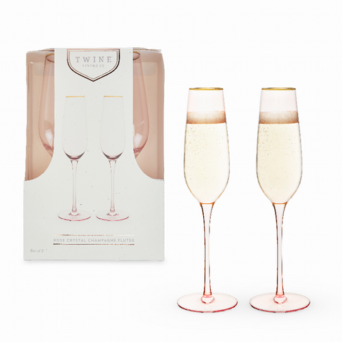 Rose Crystal Champagne Flute Set By Twine - 842094161614