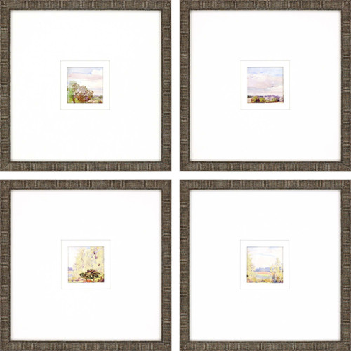Set Of Four Petite Placid Gold Framed Print Wall Art - 606114917076