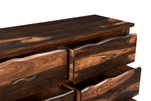 60" Dark Brown Solid Wood Six Drawer Dresser - 606114734239