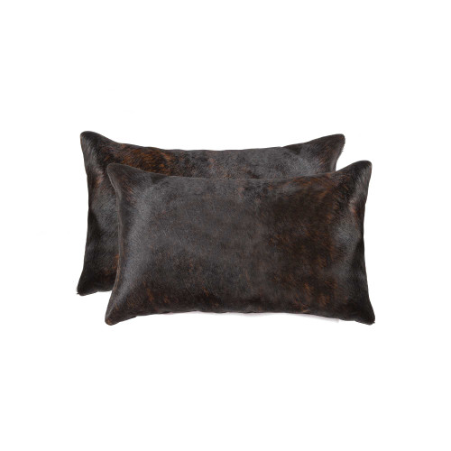 Homeroots Home Decor 12 X 20 X 5 Inches Chocolate Cowhide Pillow 2 Pack