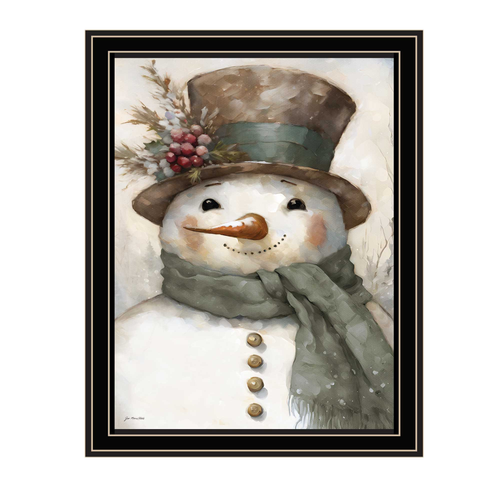 Old World Frosty The Snowman Black Framed Wall Art - 880016529692