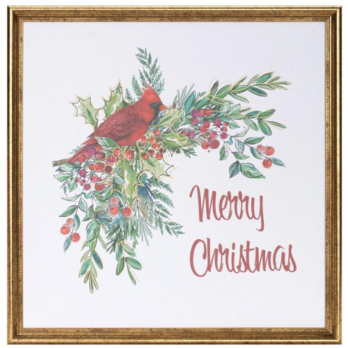 Merry Christmas Cardinal Framed Wall Art - 880024777474