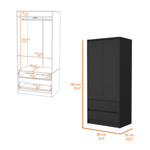 32" Black Accent Cabinet Soft Close With Multiple Shelves And Three Drawers - 606114791744