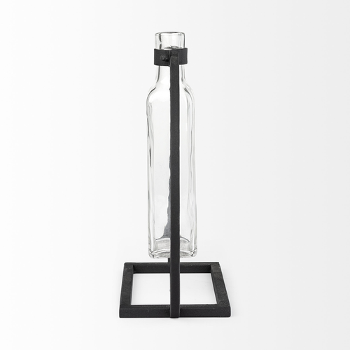 Modern Industrial Black Rectangle Metal and Glass Vase - 808230001626