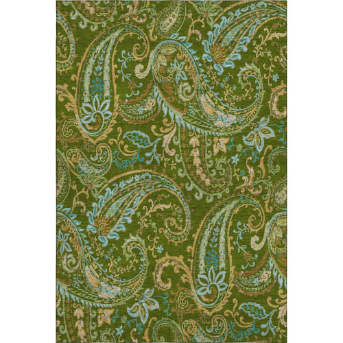 10' X 14' Green And Blue Paisley Washable Area Rug With UV Protection - 880024561592
