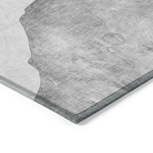 8' Round Gray and Black Round Abstract Washable Non Skid Indoor Outdoor Area Rug - 608219329334