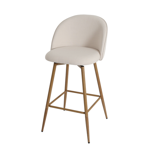 Oak Fabric Metal Low Back Counter Height Swivel Bar Chair - 880024588704