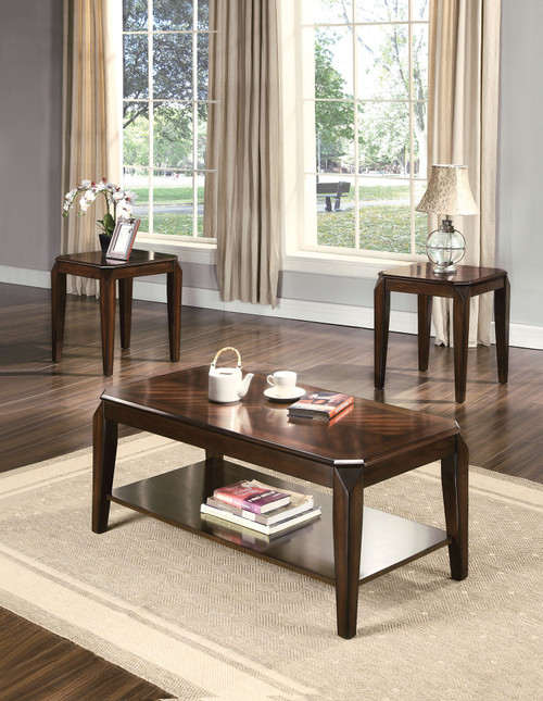 1" Solid Wood Rectangular Coffee Table With Shelf And - 689211813069