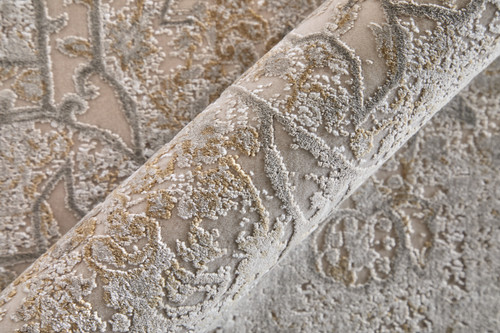 6' X 9' Ivory Gray And Gold Oriental Area Rug With Fringe - 880024787442