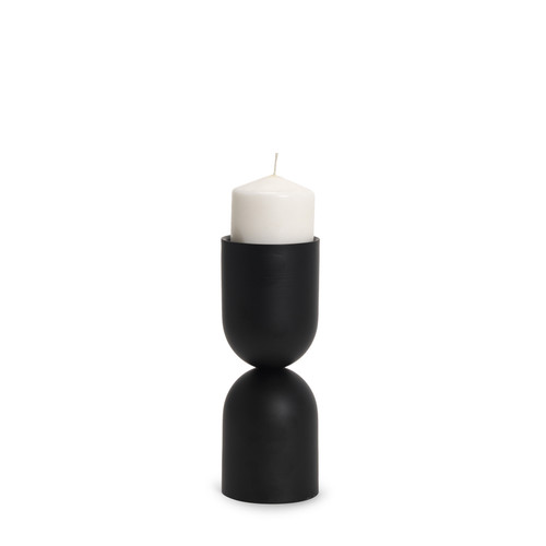 9" Black Metal Tabletop Pillar Candle Holder - 880024737584