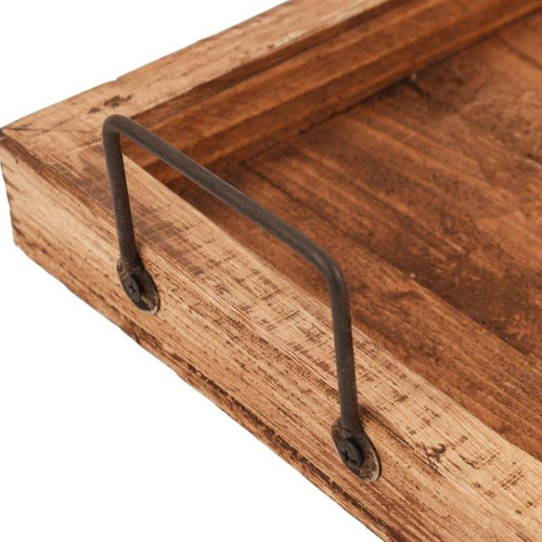 21" Natural Solid Wood Handmade Serving Tray With Handles - 880016731224