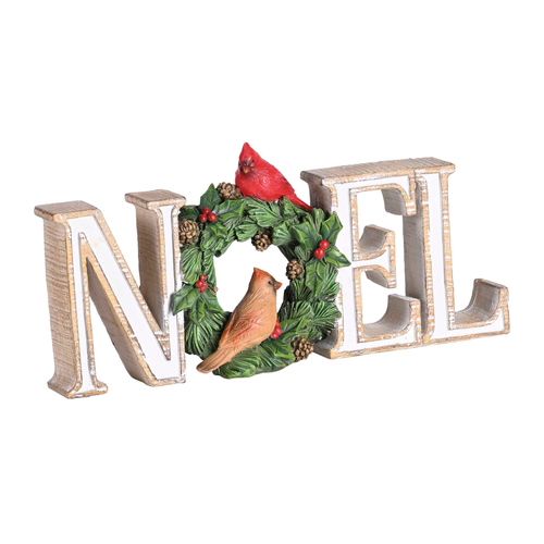 Christmas Figurine Cardinals Noel Wreath - 603799703536