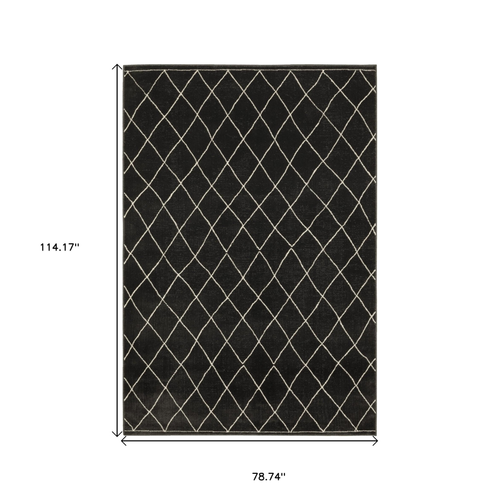 7' X 10' Charcoal And Ivory Trellis Area Rug - 608219105143
